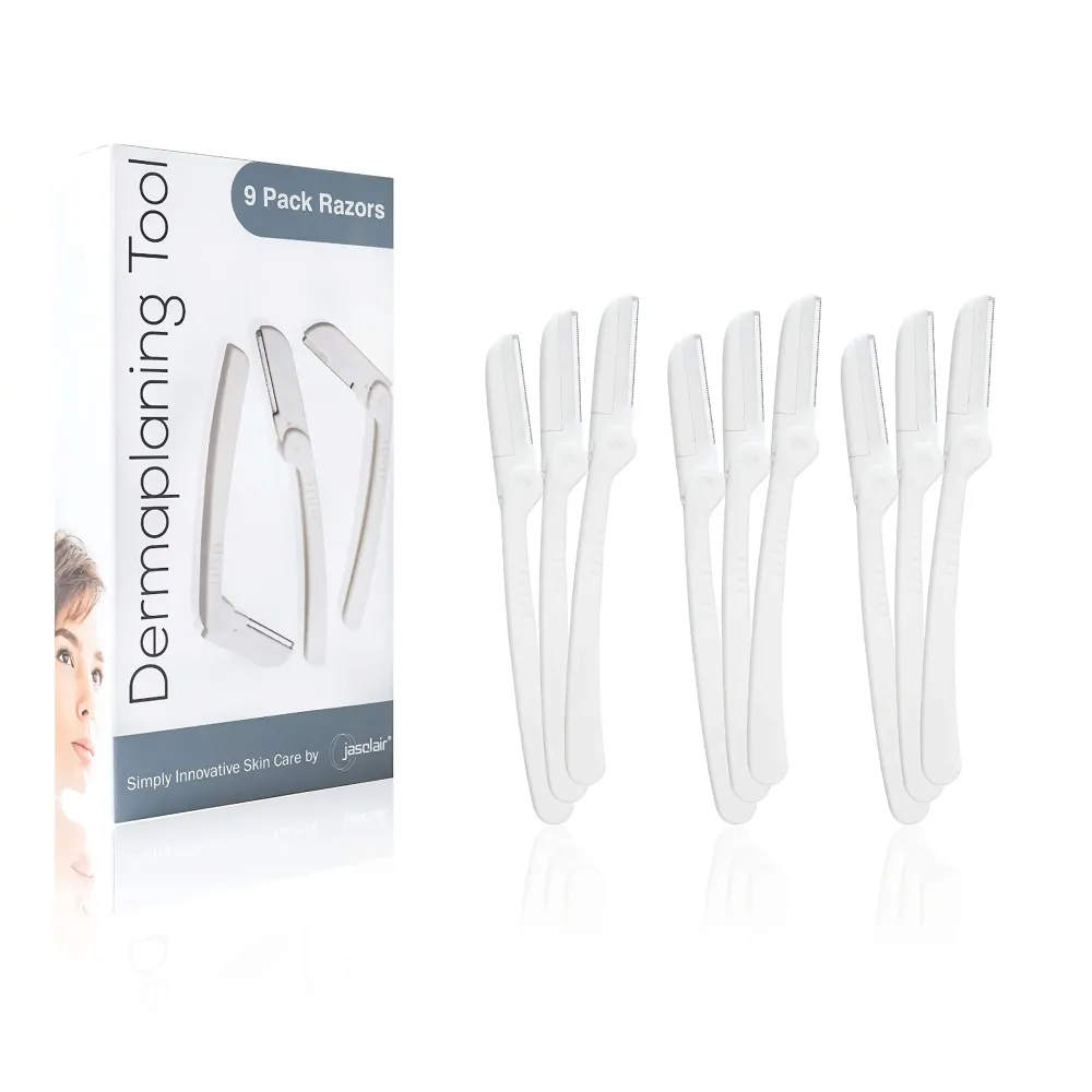 Dermaplaning Tool (9 Count) - Easy to Use Dermaplane Razor for Face - Practical Hair Remover Blade for Eyebrows and Peach Fuzz - Facial Shaver for Women That Helps Exfoliate and Smooth the Skin Dermaplaning Tool (9 Count) - Easy to Use Dermaplane Razor for Face - Practical Hair Remover Blade for Eyebrows and Peach Fuzz - Facial Shaver for Women That Helps Exfoliate and Smooth the Skin