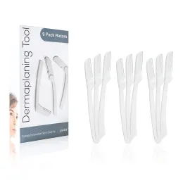 Dermaplaning Tool (9 Count) - Easy to Use Dermaplane Razor for Face - Practical Hair Remover Blade for Eyebrows and Peach Fuzz - Facial Shaver for Women That Helps Exfoliate and Smooth the Skin
