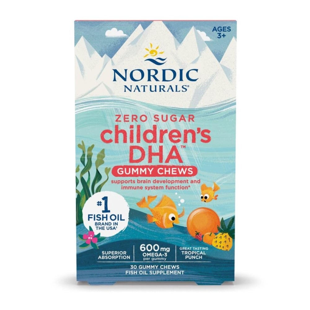 Nordic Naturals Zero Sugar Childrens DHA Gummy Chews, Tropical Punch - 30 Gummy Chews for Kids - 600 mg Total Omega-3s - Brain Development, Learning, Healthy Immunity - Non-GMO - 30 Servings Nordic Naturals Zero Sugar Childrens DHA Gummy Chews, Tropical Punch - 30 Gummy Chews for Kids - 600 mg Total Omega-3s - Brain Development, Learning, Healthy Immunity - Non-GMO - 30 Servings