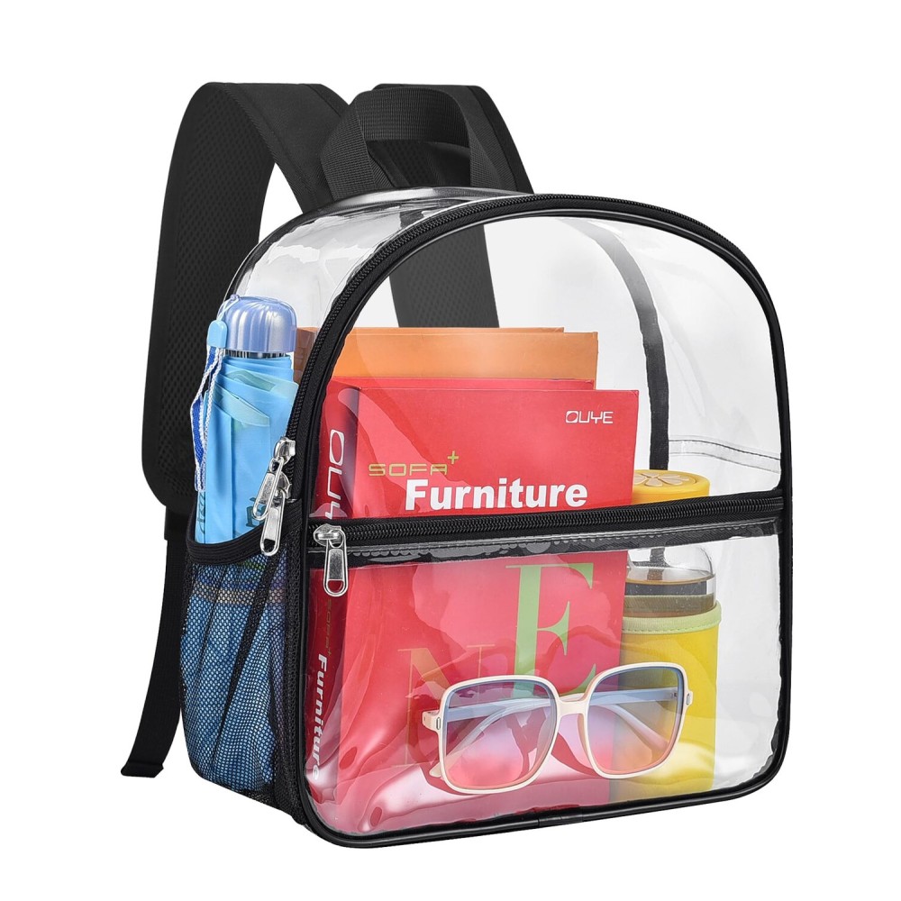 Paxiland Clear Backpack Stadium Approved 12126 with Reinforced and Wider Shoulder Straps, Small Clear Bag for Schools, Concerts, Work, Festivals and Sporting Events - Black Paxiland Clear Backpack Stadium Approved 12126 with Reinforced and Wider Shoulder Straps, Small Clear Bag for Schools, Concerts, Work, Festivals and Sporting Events - Black