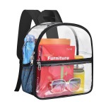 Paxiland Clear Backpack Stadium Approved 12126 with Reinforced and Wider Shoulder Straps, Small Clear Bag for Schools, Concerts, Work, Festivals and Sporting Events - Black
