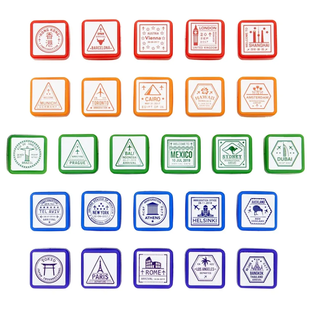 Bright Creations Passport Stamps, City and Country Stamp Set (1 x 1 in, 26 Pieces) Bright Creations Passport Stamps, City and Country Stamp Set (1 x 1 in, 26 Pieces)