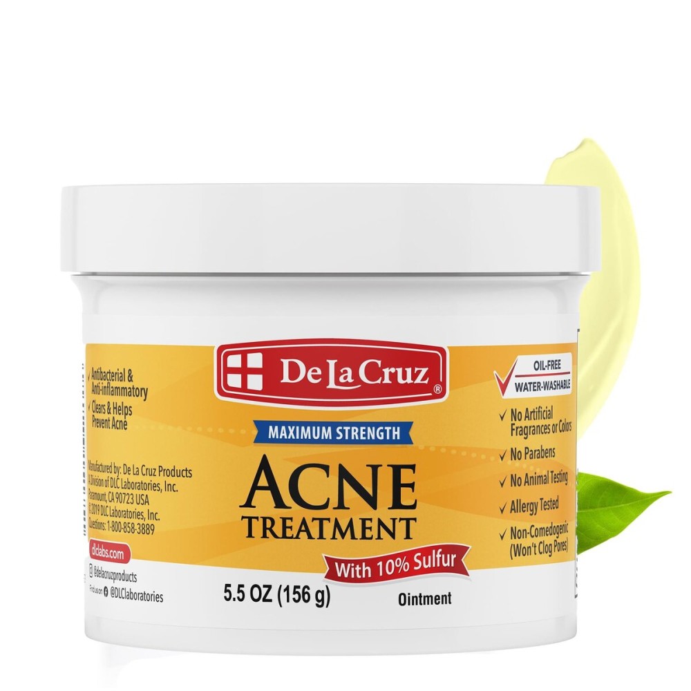 De La Cruz Sulfur Ointment - Cystic Acne Treatment for Face and Body - Daily 10 Min Spot Treatment Mask - Safe and Effective Game Changing Hormonal Acne Treatment That Clears Up Pimples 5.5 OZ. De La Cruz Sulfur Ointment - Cystic Acne Treatment for Face and Body - Daily 10 Min Spot Treatment Mask - Safe and Effective Game Changing Hormonal Acne Treatment That Clears Up Pimples 5.5 OZ.
