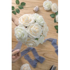 Floroom Artificial Flowers 25pcs Real Looking Ivory Foam Fake Roses with Stems for DIY Wedding Bouquets White Bridal Shower Centerpieces Arrangements Party Tables Decorations Floroom Artificial Flowers 25pcs Real Looking Ivory Foam Fake Roses with Stems for DIY Wedding Bouquets White Bridal Shower Centerpieces Arrangements Party Tables Decorations
