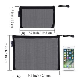 HRX Package Nylon Mesh Cosmetic Zipper Bags, 6PCS Black Makeup Pouches Travel Organizer Case for Purse Diaper Bag (A5 x 3pcs, A6 x 3pcs) HRX Package Nylon Mesh Cosmetic Zipper Bags, 6PCS Black Makeup Pouches Travel Organizer Case for Purse Diaper Bag (A5 x 3pcs, A6 x 3pcs)