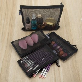 HRX Package Nylon Mesh Cosmetic Zipper Bags, 6PCS Black Makeup Pouches Travel Organizer Case for Purse Diaper Bag (A5 x 3pcs, A6 x 3pcs) HRX Package Nylon Mesh Cosmetic Zipper Bags, 6PCS Black Makeup Pouches Travel Organizer Case for Purse Diaper Bag (A5 x 3pcs, A6 x 3pcs)