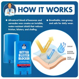 Dr. Frederick\'s Original Better Blister Blocker - 0.9 oz - 2 Sticks - Anti-Chafing Stick - Anti Friction Balm for Blister Prevention - Great for Travel, Walks, Runs, Theme Parks, and Comfort
