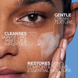 La Roche-Posay Toleriane Hydrating Gentle Facial Cleanser, Daily Face Wash with Ceramide and Niacinamide for Normal to Dry Sensitive Skin, Oil-Free, Fragrance Free