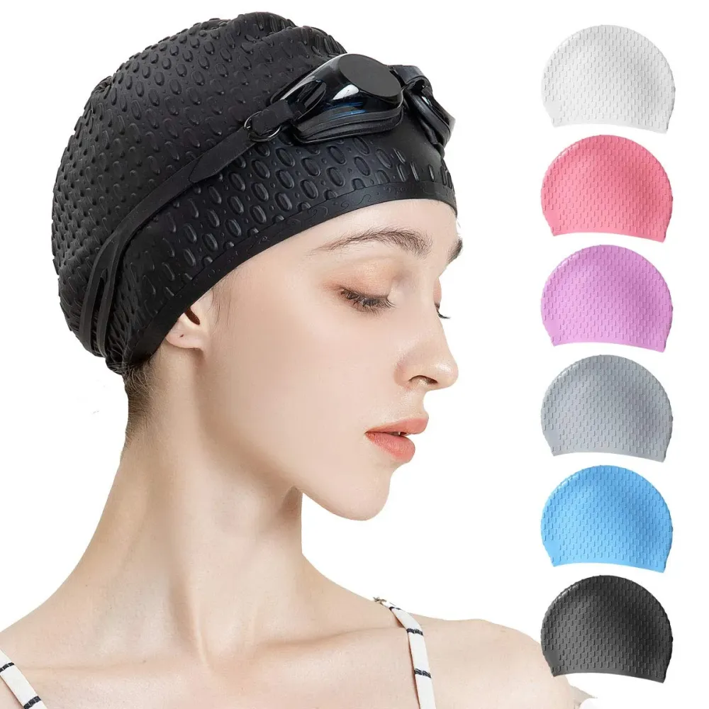 Tripsky Silicone Swim Cap,Comfortable Bathing Cap Ideal for Curly Short Medium Long Hair, Swimming Cap for Women and Men, Shower Caps Keep Hairstyle Unchanged (Black) Tripsky Silicone Swim Cap,Comfortable Bathing Cap Ideal for Curly Short Medium Long Hair, Swimming Cap for Women and Men, Shower Caps Keep Hairstyle Unchanged (Black)