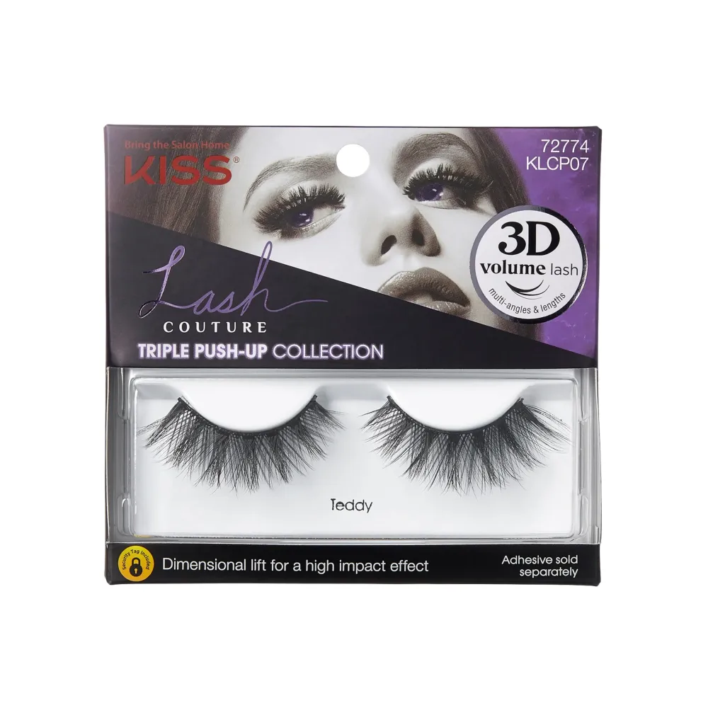KISS Lash Couture Triple Push Up Collection, 3D Volume False Eyelashes with Triple Design Technology, Multi-Angles & Lengths, Cruelty-Free, Contact Lens Friendly, and Reusable, Style Teddy, 1 Pair KISS Lash Couture Triple Push Up Collection, 3D Volume False Eyelashes with Triple Design Technology, Multi-Angles & Lengths, Cruelty-Free, Contact Lens Friendly, and Reusable, Style Teddy, 1 Pair