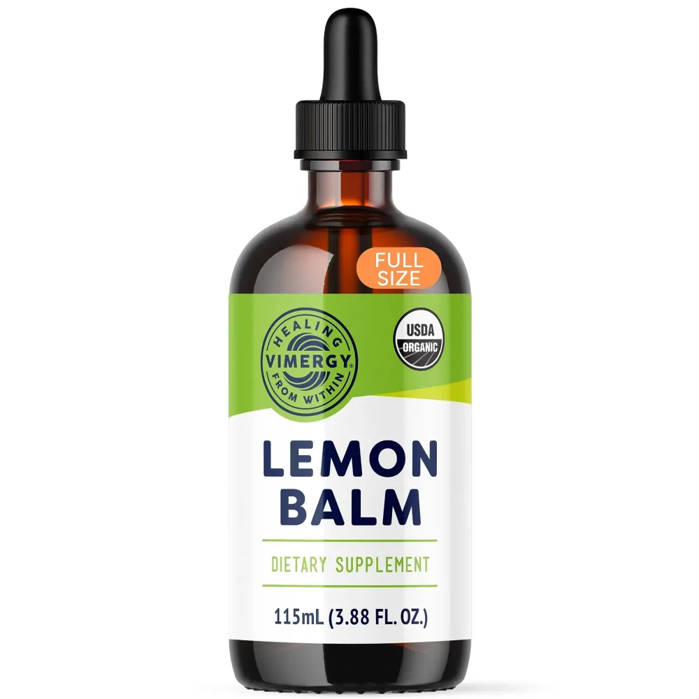 Vimergy Organic Lemon Balm Tincture Herbal Supplement - 175 mg of 10:1 Lemon Balm Extract per Serving, can be Used in Tea - USDA Certified Organic, Non-GMO, Alcohol-Free -115 mL (1 mL/Serving) Vimergy Organic Lemon Balm Tincture Herbal Supplement - 175 mg of 10:1 Lemon Balm Extract per Serving, can be Used in Tea - USDA Certified Organic, Non-GMO, Alcohol-Free -115 mL (1 mL/Serving)
