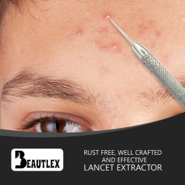 Lancet for Facial Milia Remover and Whitehead Extractor. Double Ended Angled Circle Loop & Sharp Needle Pimple Popper Tool. Dermatologists recommended Design and Comes with Synthetic Leather Storage