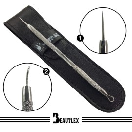 Lancet for Facial Milia Remover and Whitehead Extractor. Double Ended Angled Circle Loop & Sharp Needle Pimple Popper Tool. Dermatologists recommended Design and Comes with Synthetic Leather Storage