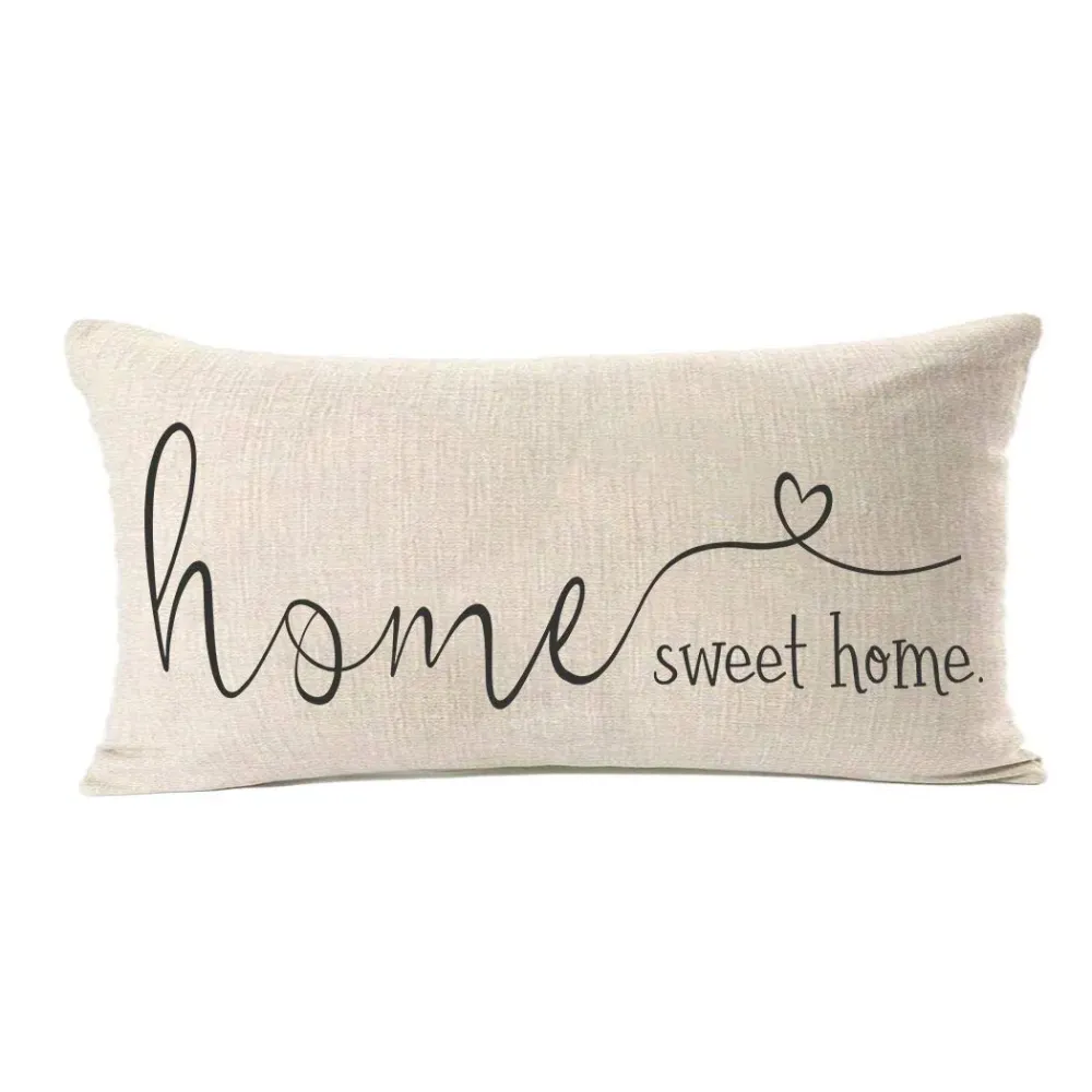 MFGNEH Home Sweet Home Quotes Farmhouse Pillow Covers 12x20 Inch, Decorative Throw Cushion Case, Housewarming Gift MFGNEH Home Sweet Home Quotes Farmhouse Pillow Covers 12x20 Inch, Decorative Throw Cushion Case, Housewarming Gift
