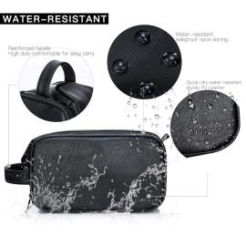 Elviros Toiletry Bag for Men, Large Travel Shaving Dopp Kit Water-resistant Bathroom Toiletries Organizer PU Leather Cosmetic Bags Elviros Toiletry Bag for Men, Large Travel Shaving Dopp Kit Water-resistant Bathroom Toiletries Organizer PU Leather Cosmetic Bags