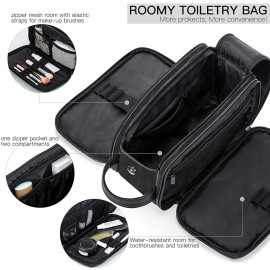 Elviros Toiletry Bag for Men, Large Travel Shaving Dopp Kit Water-resistant Bathroom Toiletries Organizer PU Leather Cosmetic Bags Elviros Toiletry Bag for Men, Large Travel Shaving Dopp Kit Water-resistant Bathroom Toiletries Organizer PU Leather Cosmetic Bags