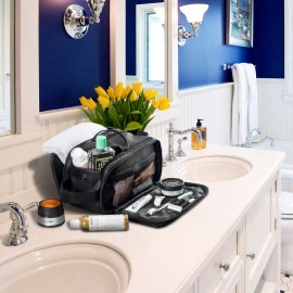 Elviros Toiletry Bag for Men, Large Travel Shaving Dopp Kit Water-resistant Bathroom Toiletries Organizer PU Leather Cosmetic Bags Elviros Toiletry Bag for Men, Large Travel Shaving Dopp Kit Water-resistant Bathroom Toiletries Organizer PU Leather Cosmetic Bags