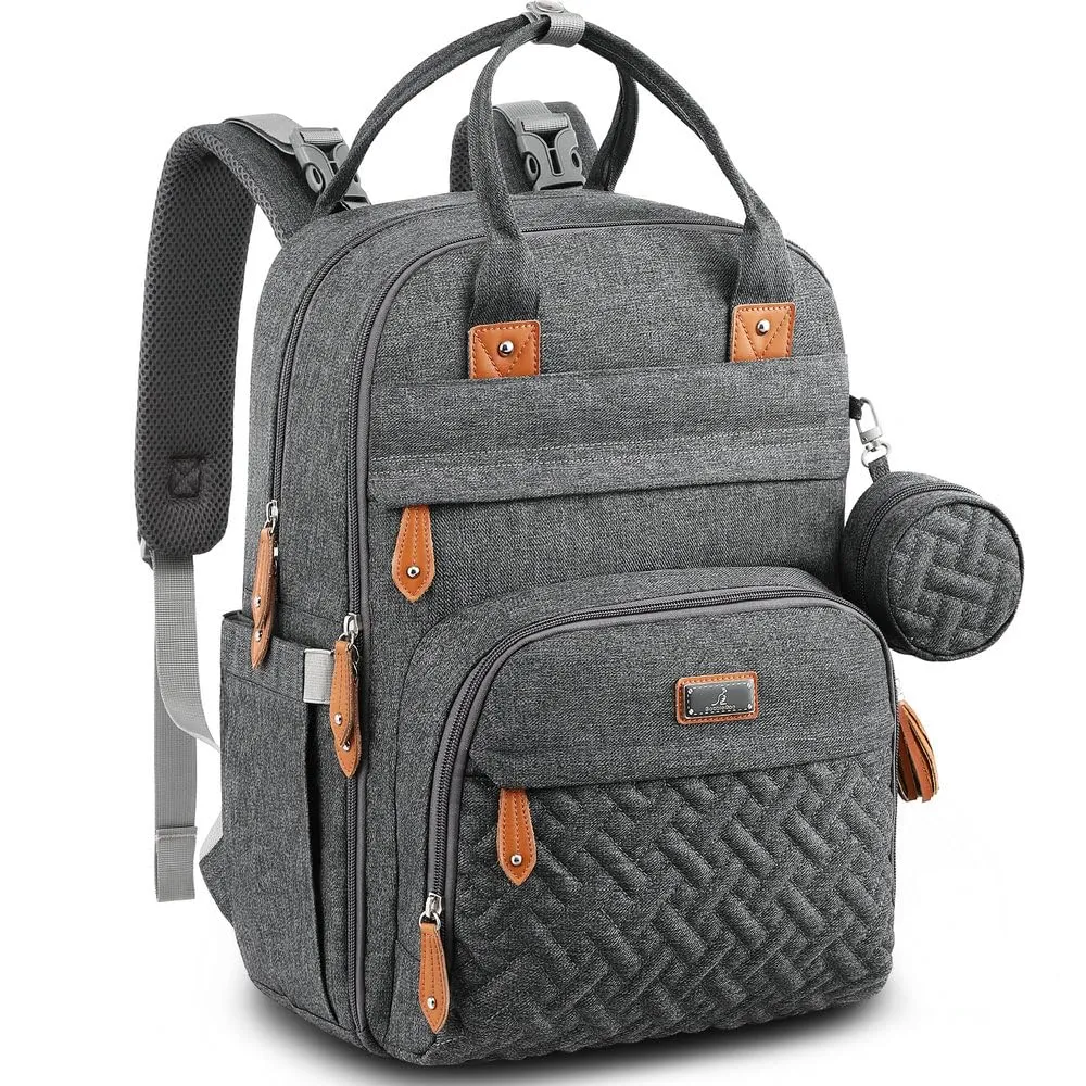 BabbleRoo Diaper Bag Backpack - Baby Essentials Travel Tote - Multi Function Waterproof Diaper Bag, Travel Essentials Baby Bag with Changing Pad, Stroller Straps & Pacifier Case - Unisex, Dark Gray BabbleRoo Diaper Bag Backpack - Baby Essentials Travel Tote - Multi Function Waterproof Diaper Bag, Travel Essentials Baby Bag with Changing Pad, Stroller Straps & Pacifier Case - Unisex, Dark Gray