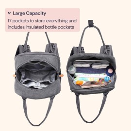 BabbleRoo Diaper Bag Backpack - Baby Essentials Travel Tote - Multi Function Waterproof Diaper Bag, Travel Essentials Baby Bag with Changing Pad, Stroller Straps & Pacifier Case - Unisex, Dark Gray BabbleRoo Diaper Bag Backpack - Baby Essentials Travel Tote - Multi Function Waterproof Diaper Bag, Travel Essentials Baby Bag with Changing Pad, Stroller Straps & Pacifier Case - Unisex, Dark Gray