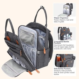 BabbleRoo Diaper Bag Backpack - Baby Essentials Travel Tote - Multi Function Waterproof Diaper Bag, Travel Essentials Baby Bag with Changing Pad, Stroller Straps & Pacifier Case - Unisex, Dark Gray BabbleRoo Diaper Bag Backpack - Baby Essentials Travel Tote - Multi Function Waterproof Diaper Bag, Travel Essentials Baby Bag with Changing Pad, Stroller Straps & Pacifier Case - Unisex, Dark Gray