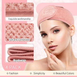 Whaline 4 Pack Spa Facial Headband Makeup Hair Wrap Adjustable Hair Band Soft Towel Head Band for Face Washing, Shower Sports Yoga (Pea Green, Pink, Beige, Light Gray) Whaline 4 Pack Spa Facial Headband Makeup Hair Wrap Adjustable Hair Band Soft Towel Head Band for Face Washing, Shower Sports Yoga (Pea Green, Pink, Beige, Light Gray)