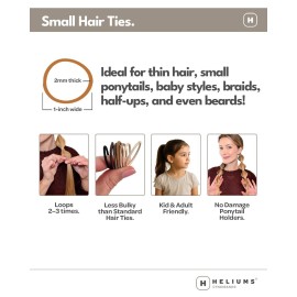 Heliums Small Hair Ties - Sandy Blonde - No Damage Mini 1 Inch Reusable 2mm Elastics for Thin Hair and Kids, Neutral Ponytail Holders - 48 Count Heliums Small Hair Ties - Sandy Blonde - No Damage Mini 1 Inch Reusable 2mm Elastics for Thin Hair and Kids, Neutral Ponytail Holders - 48 Count