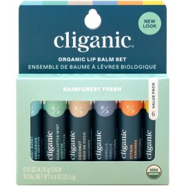 Cliganic Organic Lip Balm Set (6 Flavors) - 100% Natural Hydrating, Moisturizing for Dry Cracked Lips, for Men & Women