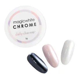 Daily Charme Magic White Nail Chrome Powder (White) 1g, Pearlescent Nail Chrome Powder, Glazed Donut, Nail Art Decoration, Home DIY/Nail Salon Manicure Daily Charme Magic White Nail Chrome Powder (White) 1g, Pearlescent Nail Chrome Powder, Glazed Donut, Nail Art Decoration, Home DIY/Nail Salon Manicure