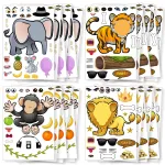 PartyNow Safari Animals Stickers - 24-Pack Make Your Own Stickers for Kids - Assorted, Multicolor, Waterproof Paper, Screen-Time Alternative, Creative Party Favors, Ages 3+, Unisex