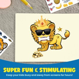 PartyNow Safari Animals Stickers - 24-Pack Make Your Own Stickers for Kids - Assorted, Multicolor, Waterproof Paper, Screen-Time Alternative, Creative Party Favors, Ages 3+, Unisex