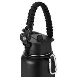 IRON FLASK Paracord Handle - Fits Wide Mouth Water Bottles - Durable Carrier, Secure Accessories, Survival Strap Cord, Safety Ring, and Carabiner - Seven Core Paracord Bracelet