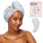 Kitsch Microfiber Hair Towel Wrap for Women - Microfiber Towel, Super Absorbent, Quick Dry, Anti-Frizz - for Long and Short Hairs, Turbans for Women, Wet and Curly Hair Wrap - Micro Dot