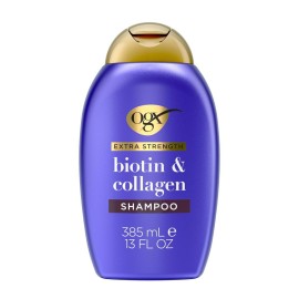 OGX Thick & Full + Biotin Collagen Extra Strength Volumizing Shampoo with Vitamin B7 Hydrolyzed Wheat Protein for Fine Hair. Sulfate-Free Surfactants Thicker, Fuller Hair, 13 Fl Oz