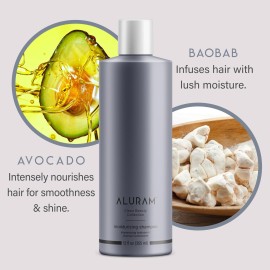 ALURAM Coconut Water Moisturizing Shampoo for Men and Women, Clean Hydration and Shine for Medium to Coarse Textured Hair, 12 Fl Oz