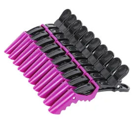HH&LL Hair Clips for Women - Wide Teeth & Double-Hinged Design - Alligator Styling Sectioning Clips of Professional Hair Salon Quality - 10Pack (Purple)