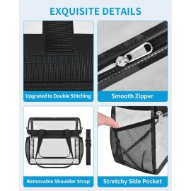 Paxiland Clear Bag for Stadium Events 12x6x12, Large Clear Tote Lunch Bag Stadium Approved with Reinforced Shoulder Straps for Concert Outfits and Festival, Transparent Handbag for Women - Black