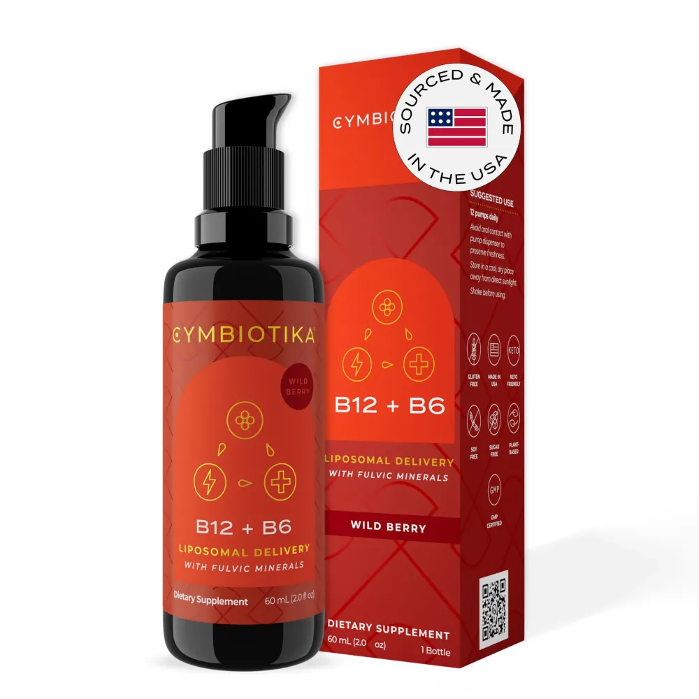 CYMBIOTIKA Liposomal Vitamin B12 Liquid Supplement, 1250 mcg, Supports Energy, Cell Production, Helps Strengthen Hair, Skin & Nails, Non-GMO, Gluten Free, Sugar Free, Keto & Vegan Friendly, 2 oz CYMBIOTIKA Liposomal Vitamin B12 Liquid Supplement, 1250 mcg, Supports Energy, Cell Production, Helps Strengthen Hair, Skin & Nails, Non-GMO, Gluten Free, Sugar Free, Keto & Vegan Friendly, 2 oz