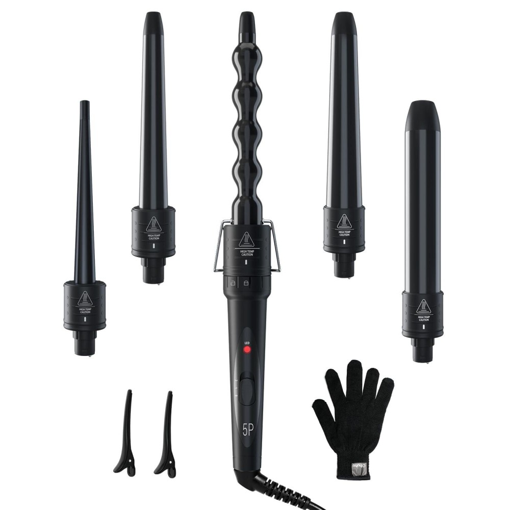 5 in 1 Curling Wand Set: Ohuhu Curling Iron Wand 5Pcs 0.35 to 1.25 Inch Interchangeable Ceramic Barrel Heat Protective Glove 2 Clips Dual Voltage Hair Curler for Girls Women Mother\'s Day Gift Black 5 in 1 Curling Wand Set: Ohuhu Curling Iron Wand 5Pcs 0.35 to 1.25 Inch Interchangeable Ceramic Barrel Heat Protective Glove 2 Clips Dual Voltage Hair Curler for Girls Women Mother\'s Day Gift Black