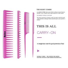 4Pcs Detangling Brush Set for Women - Paddle Brush for Wet or Dry Straight, Long, Thick, Curly, Natural Hair, No More Tangles (Pink)