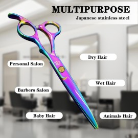 Professional Hair Cutting Shears,6 Inch Barber hair Cutting Scissors Sharp Blades Hairdresser Haircut For Women/Men/kids 420c Stainless Steel (Rainbow)