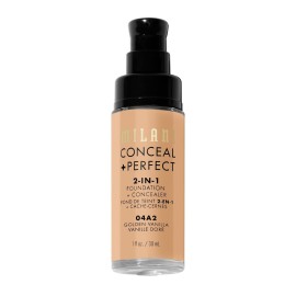 Milani Conceal + Perfect 2-in-1 Foundation + Concealer - Golden Vanilla (1 Fl. Oz.) Cruelty-Free Liquid Foundation - Cover Under-Eye Circles, Blemishes & Skin Discoloration for a Flawless Complexion