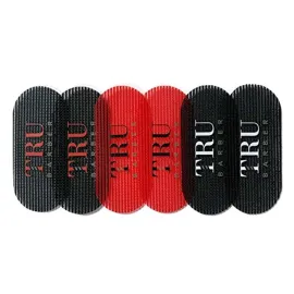TRU BARBER HAIR GRIPPERS  3 COLORS BUNDLE PACK 6 PCS for Men and Women - Salon and Barber, Hair Clips for Styling, Hair holder Grips (Black/Red/Black)