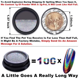 Holographic Nail Powder Fine Rainbow Holo Unicorn Mirror Laser Effect Multi Chrome Manicure Pigment Glitter Dust for Salon Home Nail Art DIY Deco, 0.04oz/1g, Sponge Tool/3pcs Holographic Nail Powder Fine Rainbow Holo Unicorn Mirror Laser Effect Multi Chrome Manicure Pigment Glitter Dust for Salon Home Nail Art DIY Deco, 0.04oz/1g, Sponge Tool/3pcs