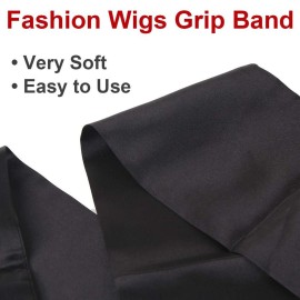 XTREND 2Pcs Women\'s Satin Edge Scarves for Wigs 58 Inch Silk Edge Laying Scarf for Women Non Slip Hair Wrap Wigs Grip Band for Yoga, Makeup, Facial, Sport (2 pcs, Black)