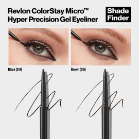 Revlon Gel Eyeliner, ColorStay Micro Hyper Precision Eye Makeup with Built-in Smudger, Waterproof, Longwearing with Precision Tip, 215 Brown, 0.002 oz