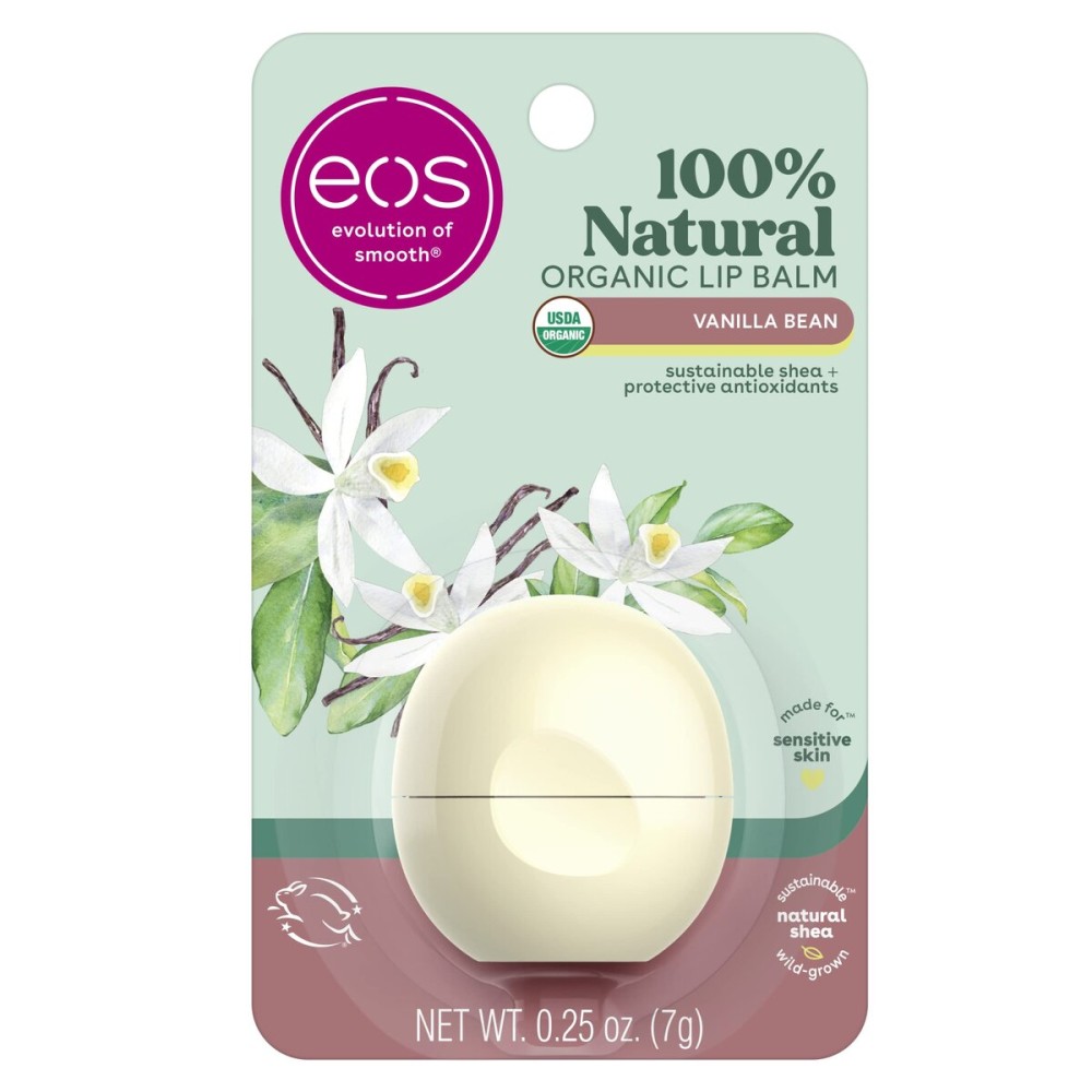 eos 100% Natural & Organic Lip Balm Sphere- Vanilla Bean, All-day Moisture, Dermatologist Recommended for Sensitive Skin, Lip Care Products, 0.25 oz eos 100% Natural & Organic Lip Balm Sphere- Vanilla Bean, All-day Moisture, Dermatologist Recommended for Sensitive Skin, Lip Care Products, 0.25 oz