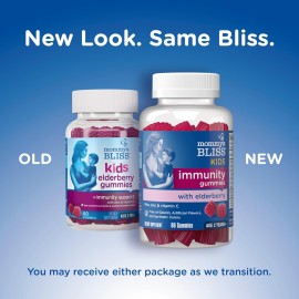 Mommy\'s Bliss Kids Elderberry Gummies, Supports Immunity with Black Elderberry, Zinc & Vitamin C, Gluten Free & Vegan, Age 2 Years+ (60 Count)