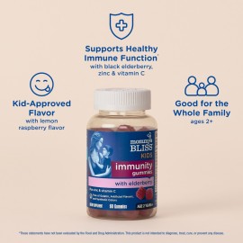 Mommy\'s Bliss Kids Elderberry Gummies, Supports Immunity with Black Elderberry, Zinc & Vitamin C, Gluten Free & Vegan, Age 2 Years+ (60 Count)