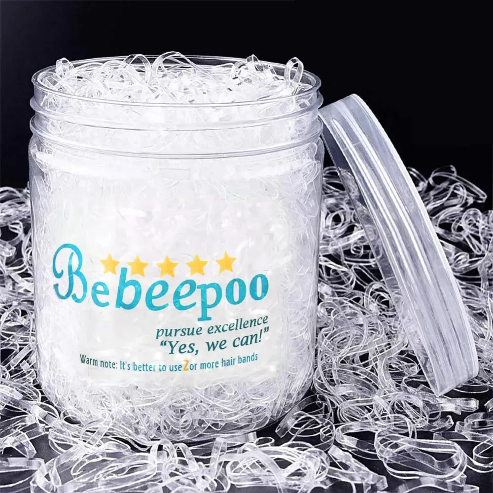 Clear Hair ElasticsBEBEEPOO 2500pcs Rubber Bands for Hair, Clear Mini Elastic Rubber Hair Bands, Small Hair Tties - STRONG - REUSEABLE Clear Hair ElasticsBEBEEPOO 2500pcs Rubber Bands for Hair, Clear Mini Elastic Rubber Hair Bands, Small Hair Tties - STRONG - REUSEABLE