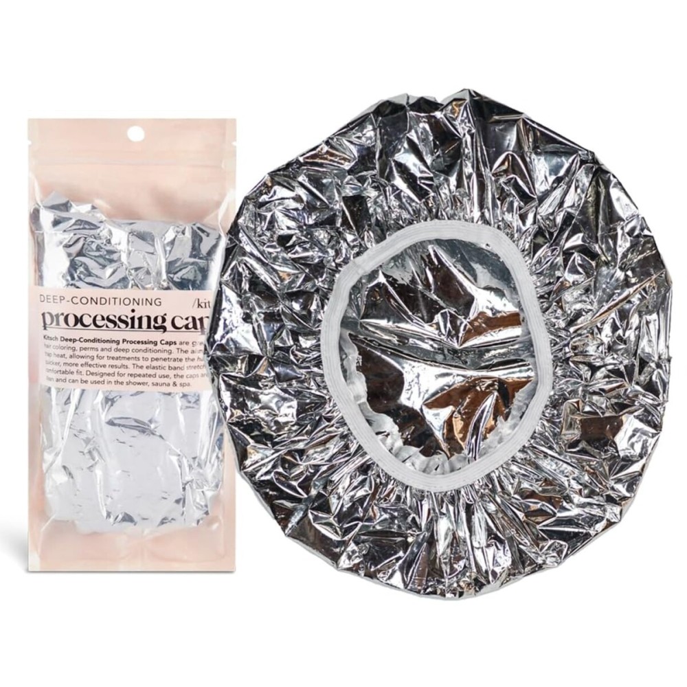 Kitsch Aluminum Foil Heat Cap for Deep Conditioning - Reusable Hair Streamer For Coloring, Perm & Treatment, Heat Cap with Elastic Band, Processing Caps for Hair, Shower Caps for Sauna, Shower & Spa Kitsch Aluminum Foil Heat Cap for Deep Conditioning - Reusable Hair Streamer For Coloring, Perm & Treatment, Heat Cap with Elastic Band, Processing Caps for Hair, Shower Caps for Sauna, Shower & Spa